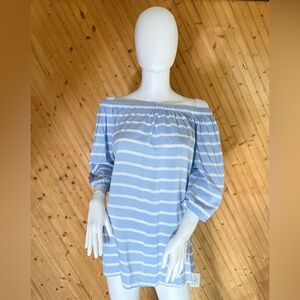 Beach Lunch Lounge Collection blue and white striped top. Sz L
